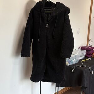 Cozy Black Hooded Women's Coat